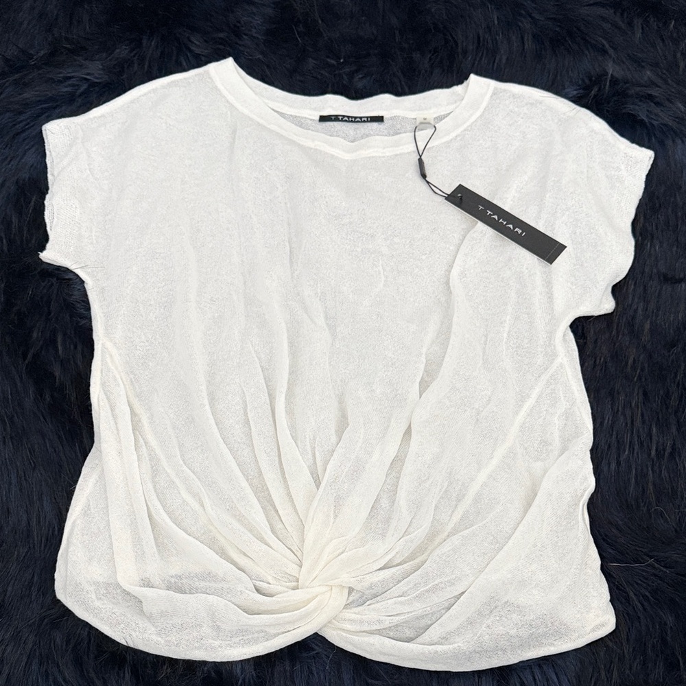 Tahari White Short Sleeve Women's Top